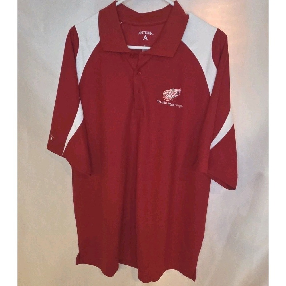 Antigua Golf Polo Shirt Detroit Red Wings Performance Mens XL‎ Red